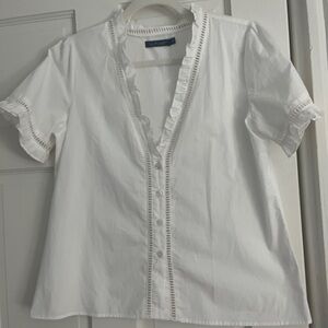 La Plage white button-down blouse — NWOT
